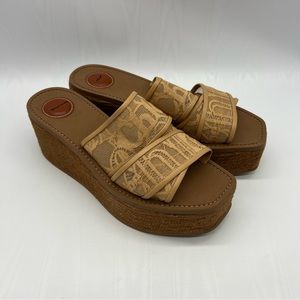 Chloé Beige Lace Woody Wedge Heeled Sandals